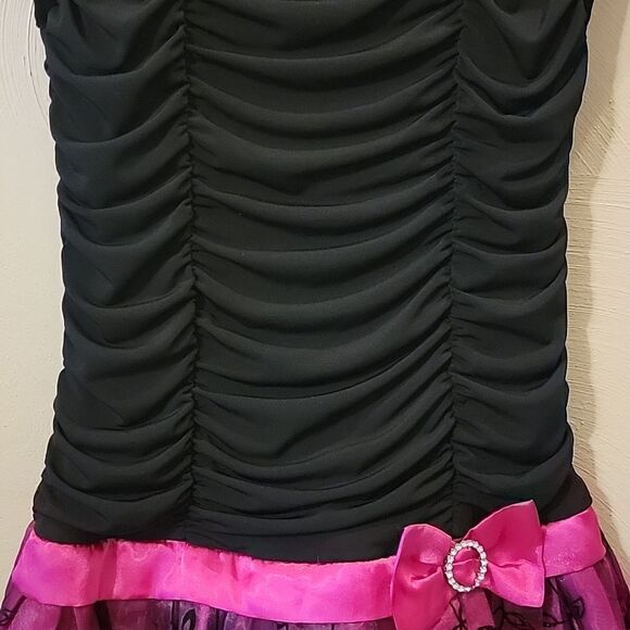 BCX GIRL BLACK AND FUCHSIA DROPPED WAIST FANCY PARTY DRESS, SIZE 10 - Picture 4 of 12